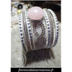 Quartz rose et cuir